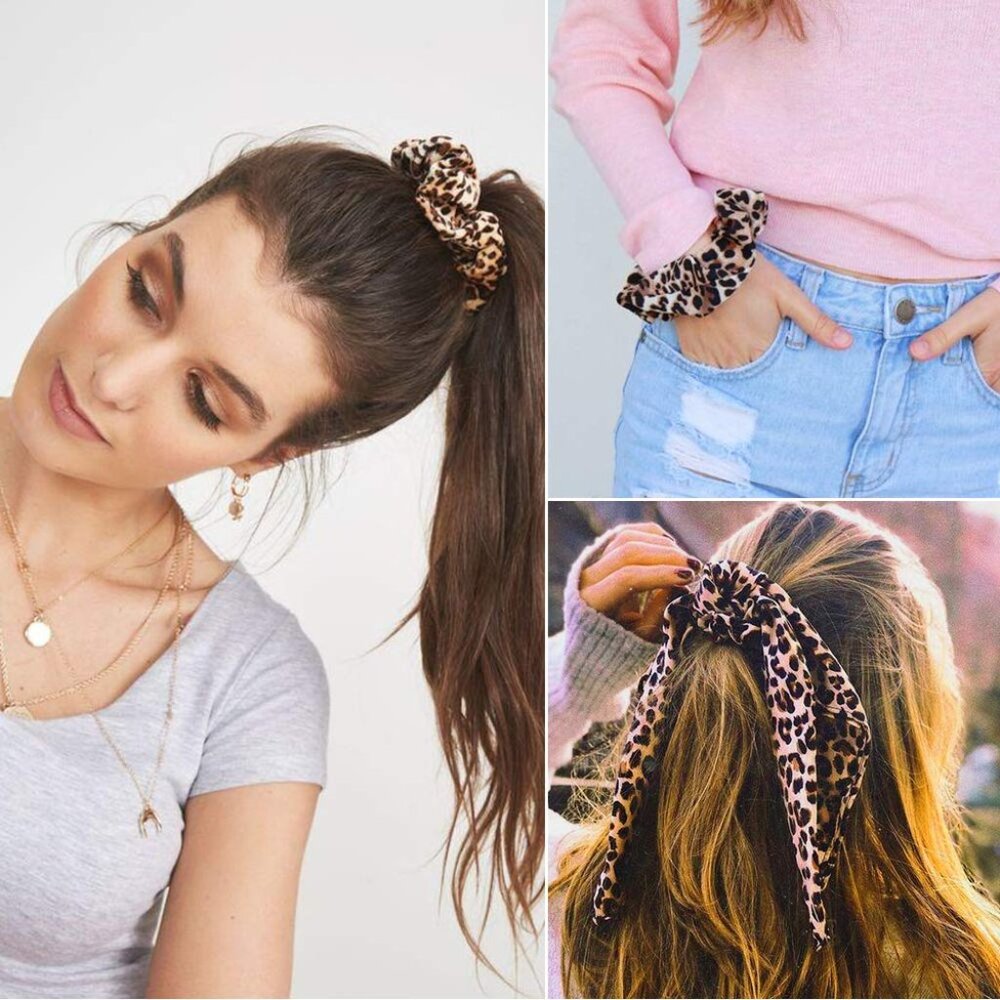 NATASHA Leopard Print Hair Scarf Scrunchie